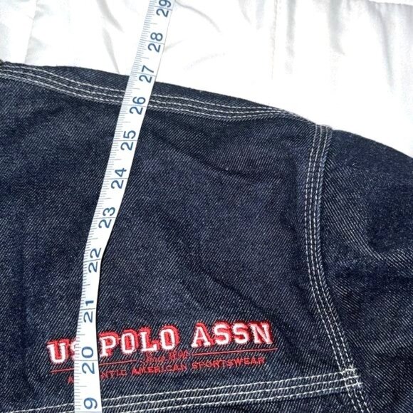 U.S. Polo Assn Mens Denim Jacket XL 100% Cotton Dark Blue Button-Up - Picture 8 of 9